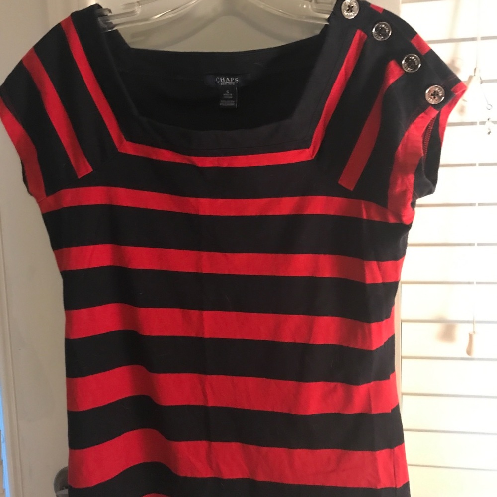 CHAPS Small Red & Navy Top